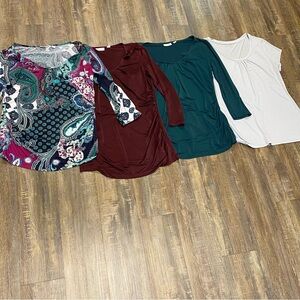 Lot Of‎ 4 Ladies Paisley V-Neck Women Blouse Multicolor/Solid M/L